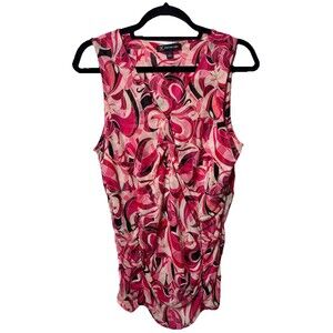 I.N.C. Womens SZ L Ruched Layered Sheer sleeveless top